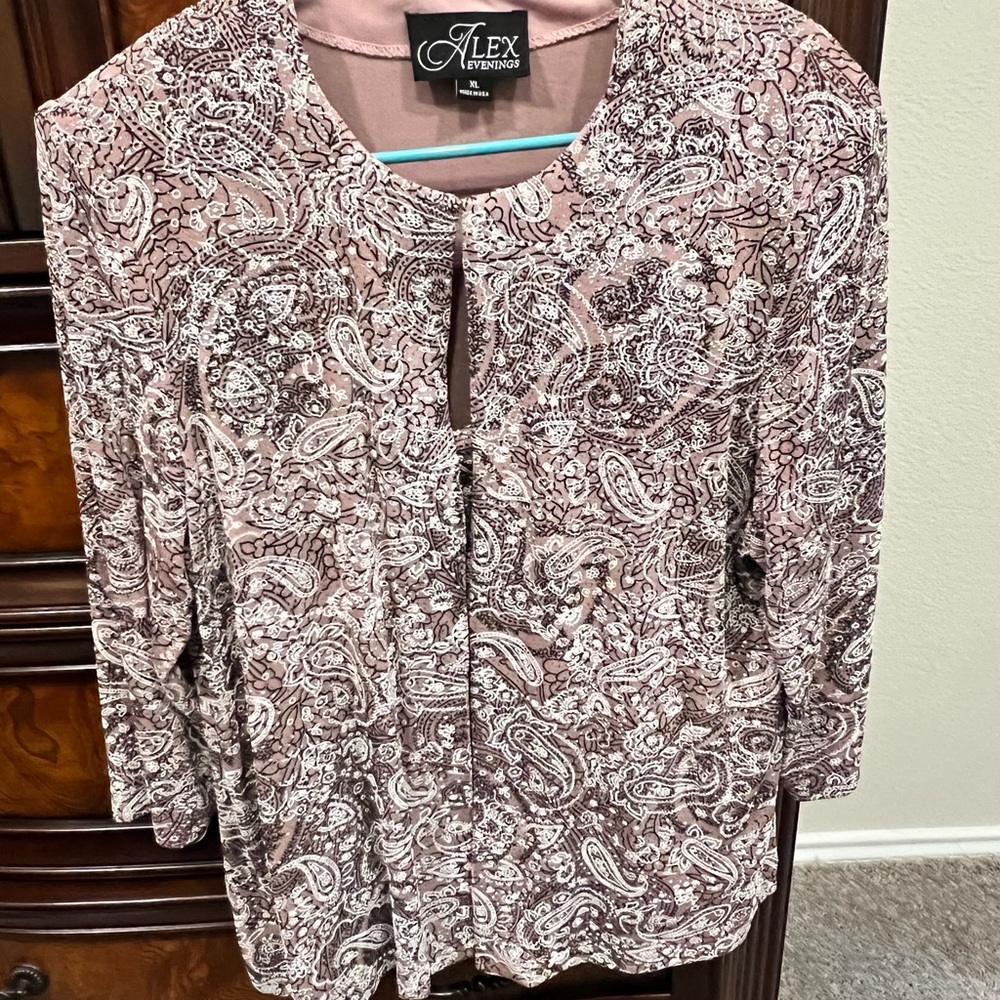 Alex evenings XL Size Stretch Sequin 3/4 Sleeve twin set